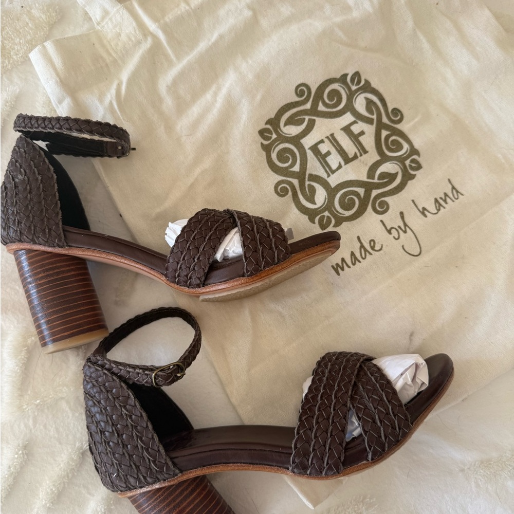 Bali Elf Dark Brown Braided Heeled Sandals
